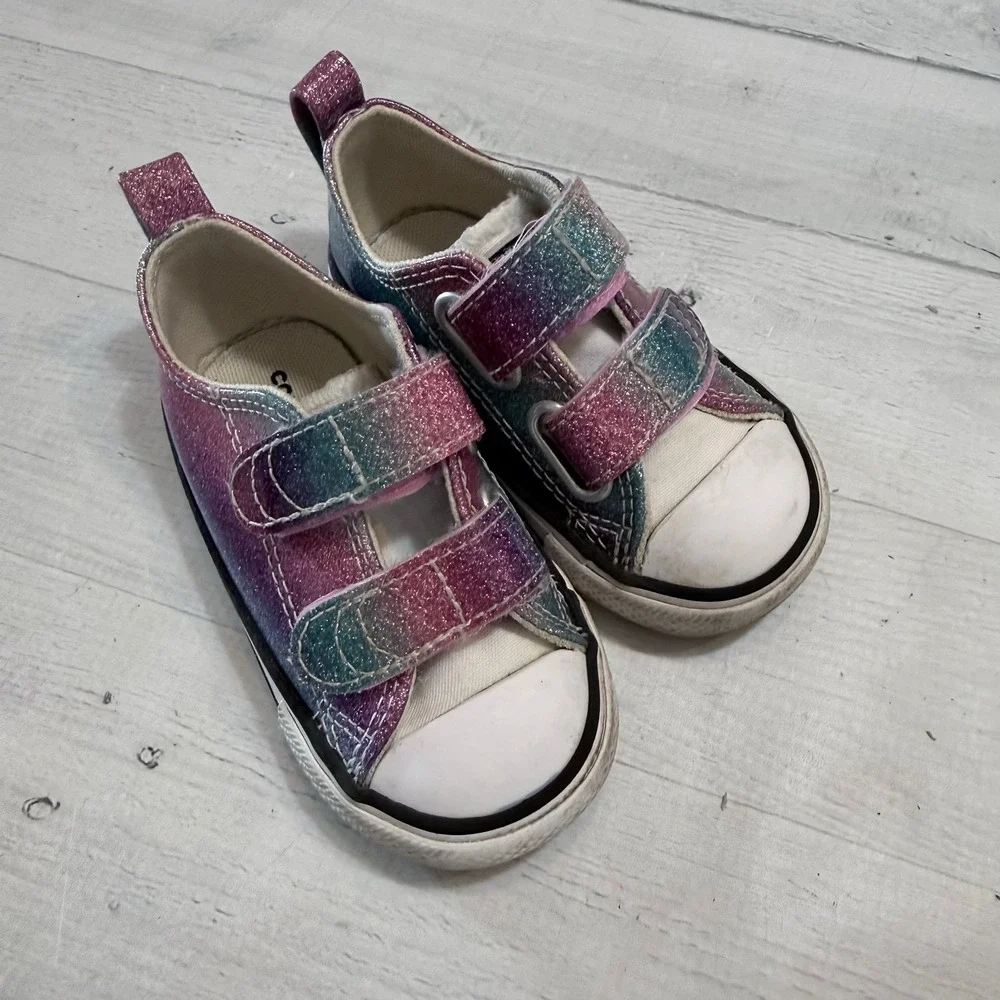 Converse‎ girls blue pink purple shimmer shoes little kids size 5